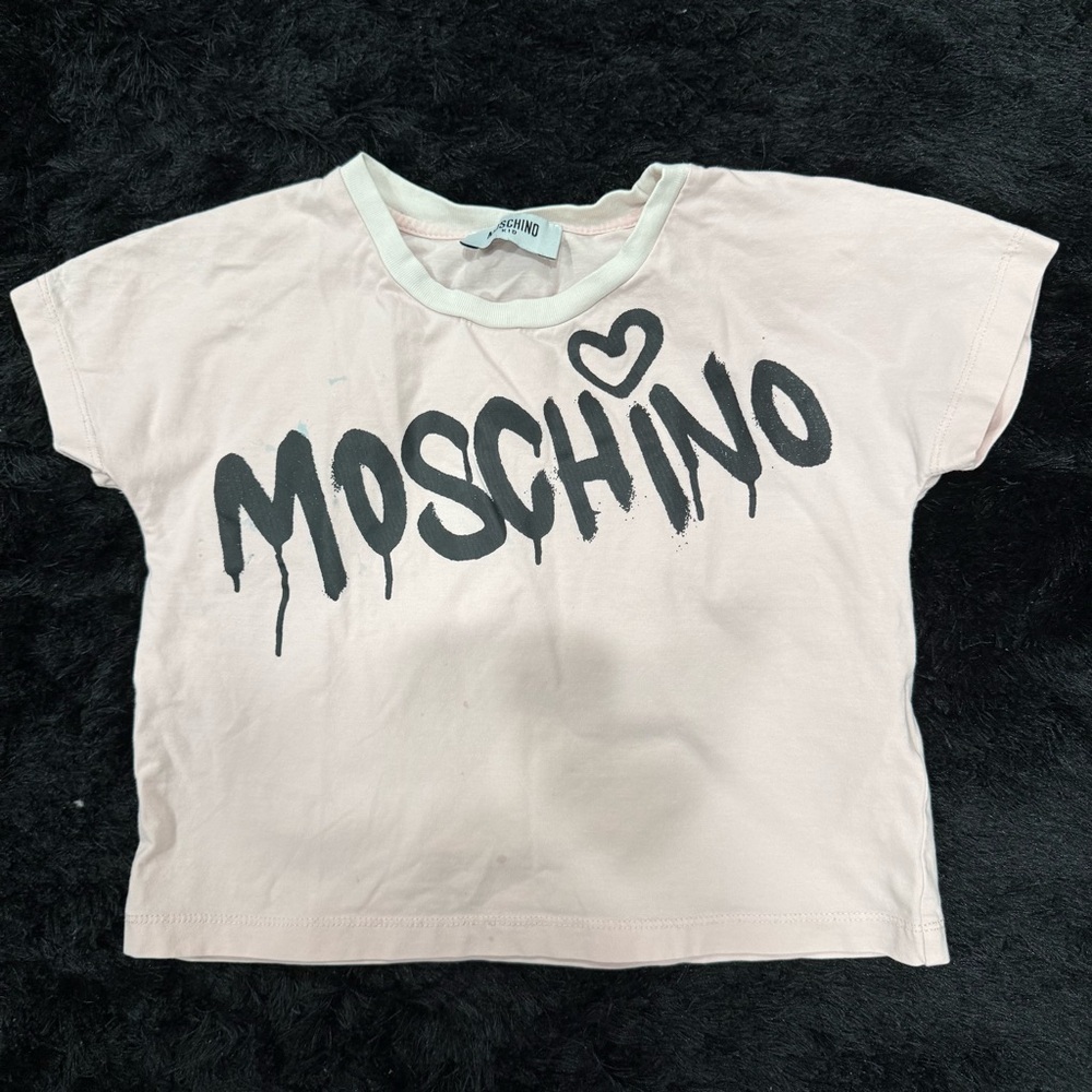 Moschino Kids Light Pink Tee with Black Logo